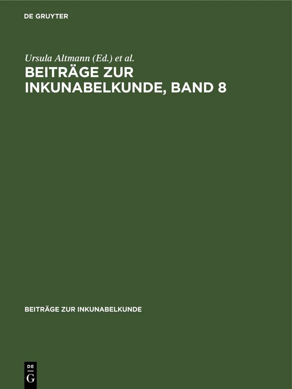 Beiträge Zur Inkunabelkunde, Band 8: 3