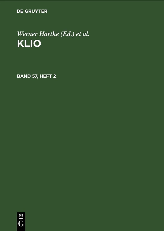 Klio. Band 57, Heft 2