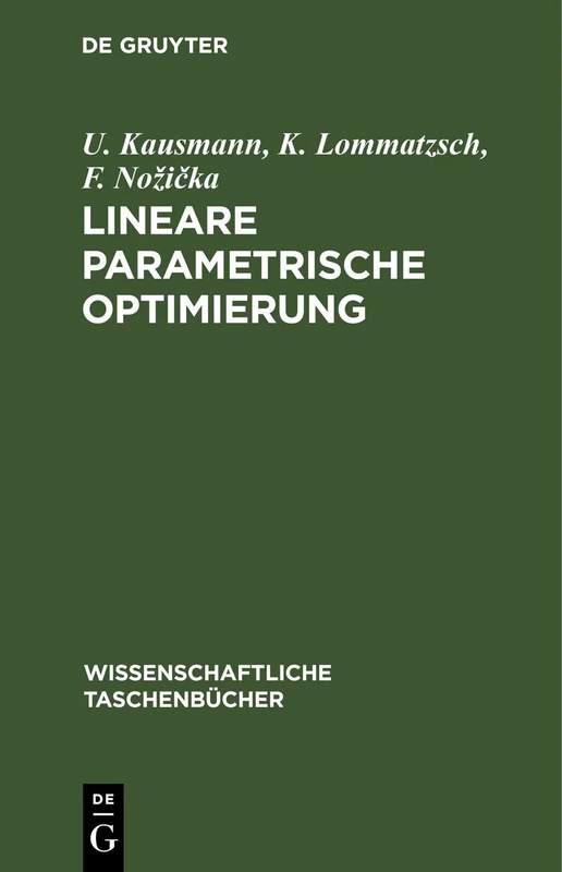 Lineare Parametrische Optimierung: 166 (Wissenschaftliche Taschenbücher)