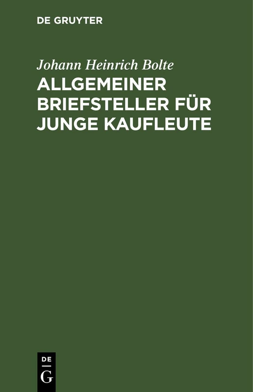 Allgemeiner Briefsteller Für Junge Kaufleute