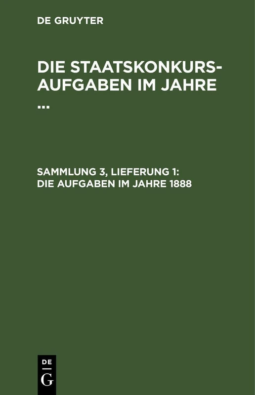 Die Aufgaben Im Jahre 1888