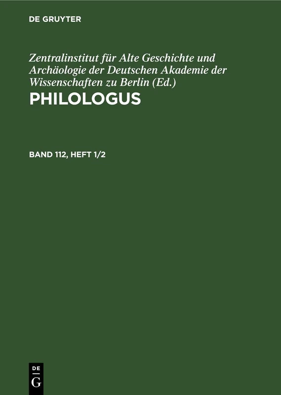 Philologus. Band 112, Heft 1/2