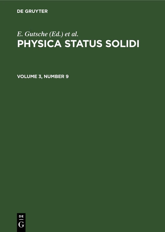 Physica Status Solidi. Volume 3, Number 9: 3-9 - Image 1