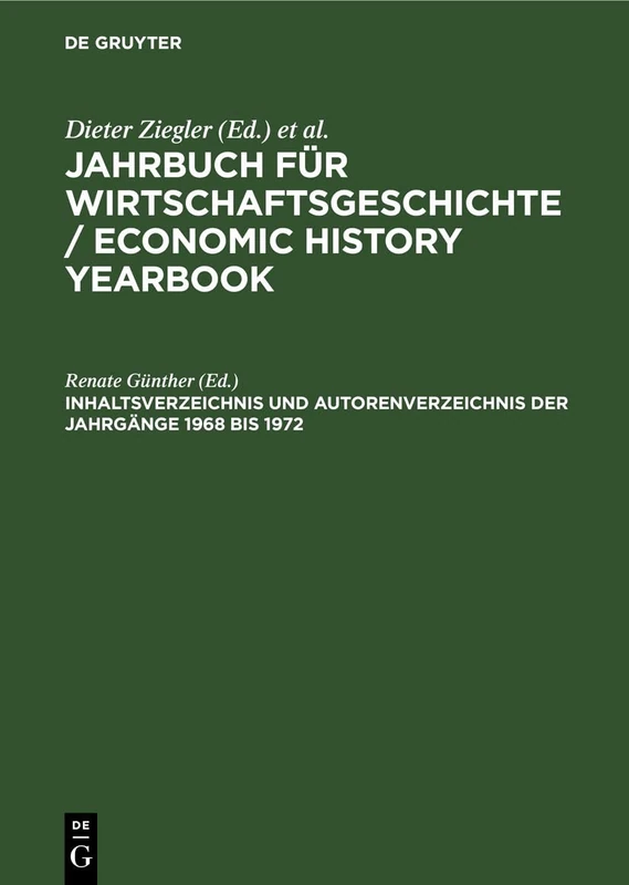Inhaltsverzeichnis Und Autorenverzeichnis Der Jahrgänge 1968 Bis 1972