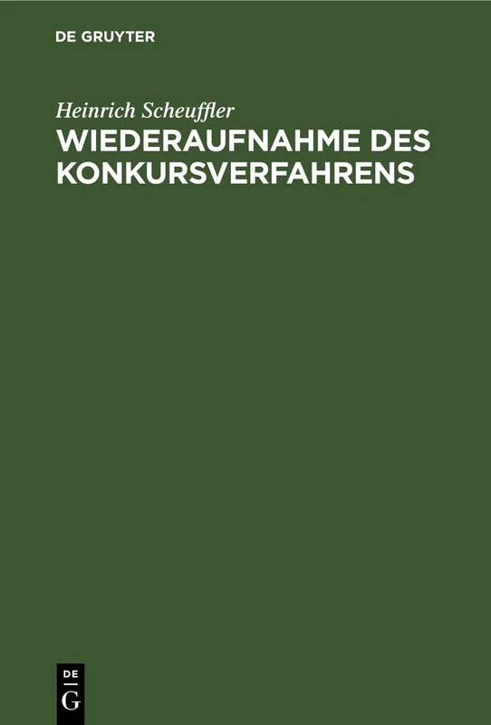 Wiederaufnahme Des Konkursverfahrens
