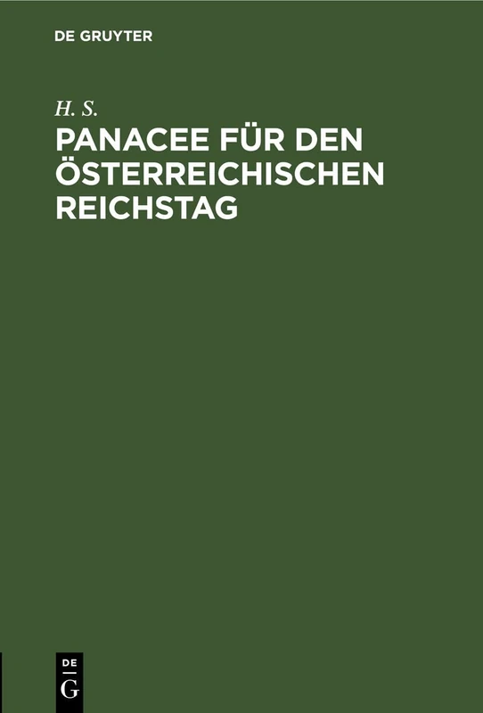 Panacee Für Den Österreichischen Reichstag