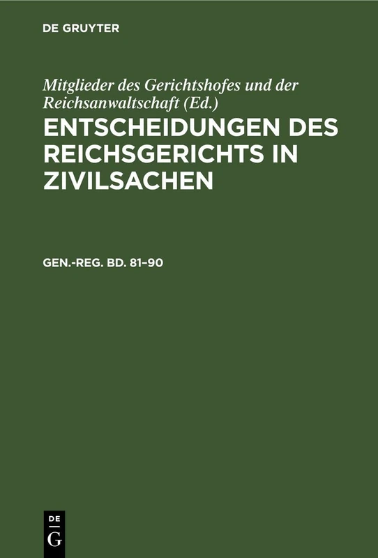 Generalregister Zum Band 81-90