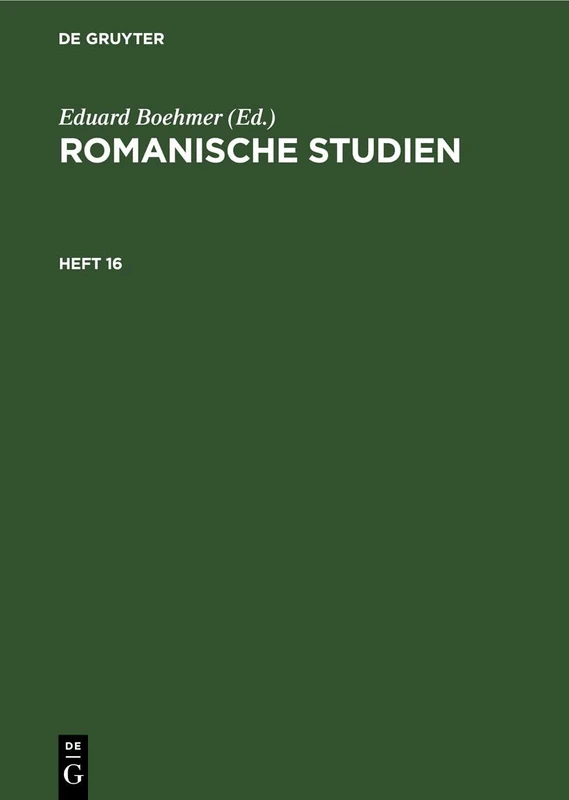 Romanische Studien. Heft 16 - Image 1