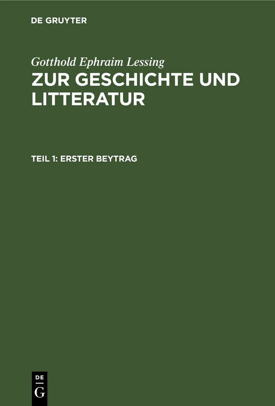 Erster Beytrag