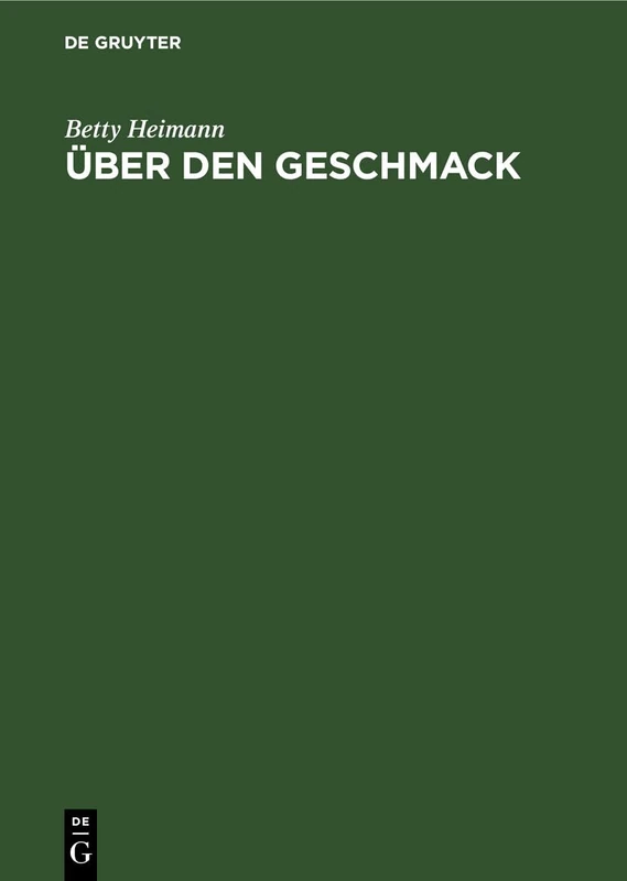 Über Den Geschmack