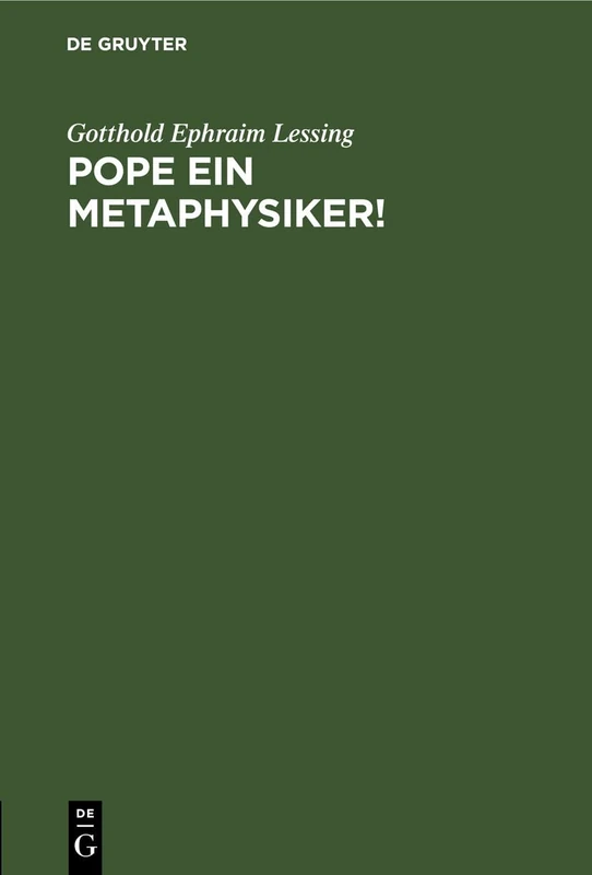 Pope Ein Metaphysiker!