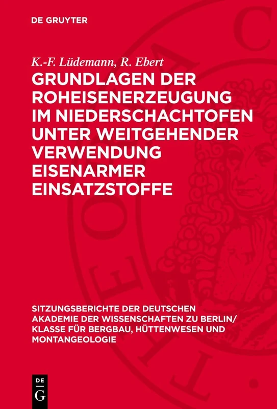 Grundlagen Der Roheisenerzeugung Im Niederschachtofen Unter Weitgehender Verwendung Eisenarmer Einsatzstoffe: Mitteilungen Aus Dem ... Zu Berlin / Klasse Für Sprachen, Literatu)