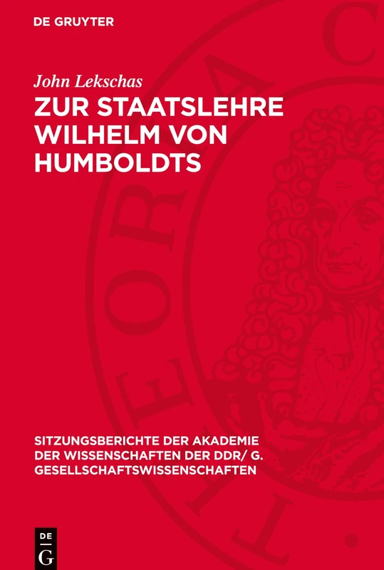 De Gruyter - Zur Staatslehre Wilhelm Von Humboldts Book