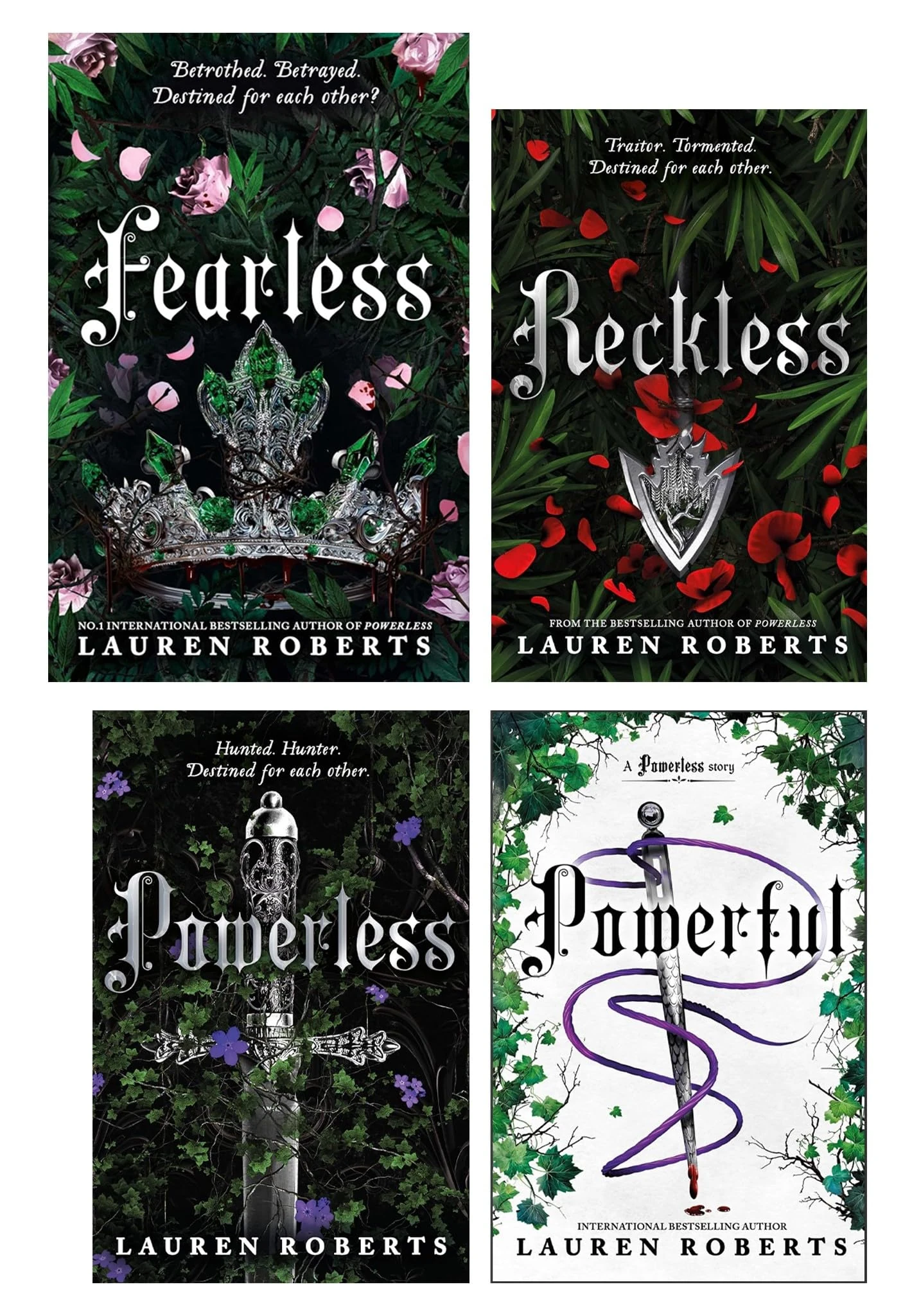 The Powerless Trilogy By Lauren Roberts 4 Books Collection Set (Fearless [Hardback], Powerless, Powerful & Reckless)