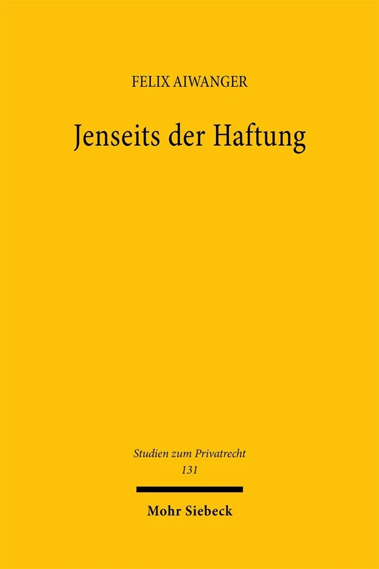 Jenseits der Haftung: Analyse und Kritik selbstgesetzten Vermögensschutzes: 131 (Studien zum Privatrecht)