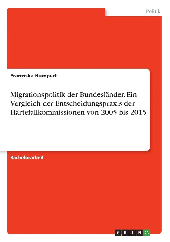 Migrationspolitik der Bundesländer. Ein Vergleich der Entscheidungspraxis der Härtefallkommissionen von 2005 bis 2015 - Image 1
