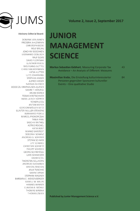 Junior Management Science, Volume 2, Issue 2, September 2017