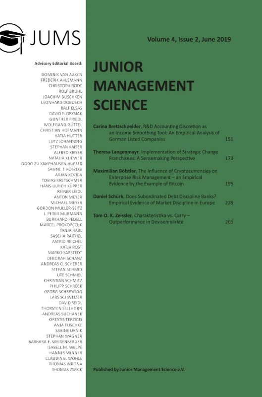 Junior Management Science, Volume 4, Issue 2, June 2019 - Image 1