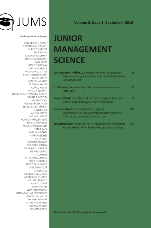 Junior Management Science, Volume 3, Issue 3, September 2018