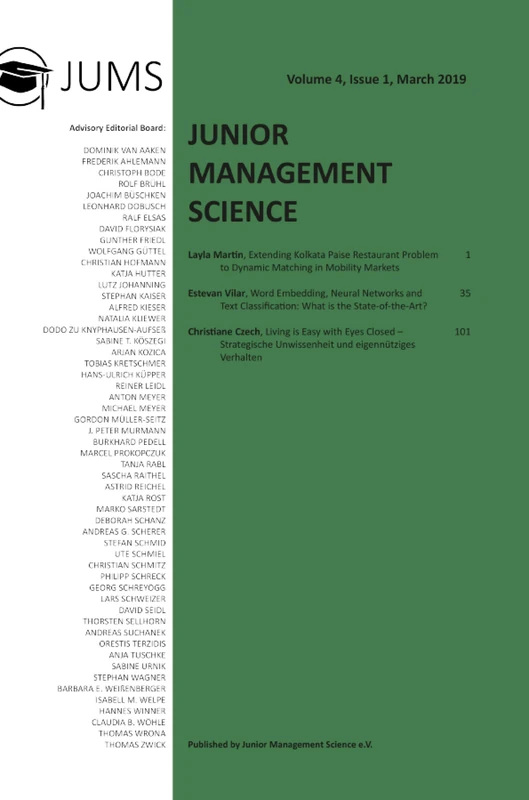 Junior Management Science, Volume 4, Issue 1, March 2019