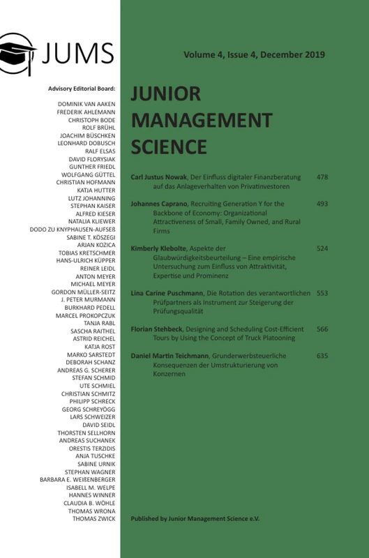 GRIN Verlag Junior Management Science Vol 4 Issue 4 (2019)