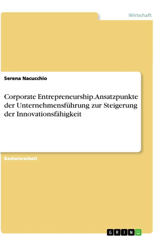 Corporate Entrepreneurship. Ansatzpunkte der Unternehmensführung zur Steigerung der Innovationsfähigkeit