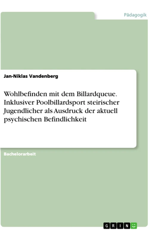 Wohlbefinden mit dem Billardqueue. Inklusiver Poolbillardsport steirischer Jugendlicher als Ausdruck der aktuell psychischen Befindlichkeit - Image 1