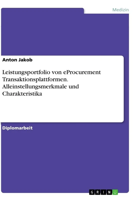 Leistungsportfolio von eProcurement Transaktionsplattformen. Alleinstellungsmerkmale und Charakteristika