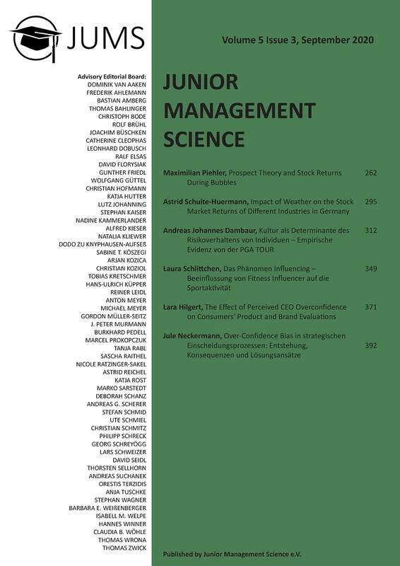 Junior Management Science, Volume 5, Issue 3, September 2020