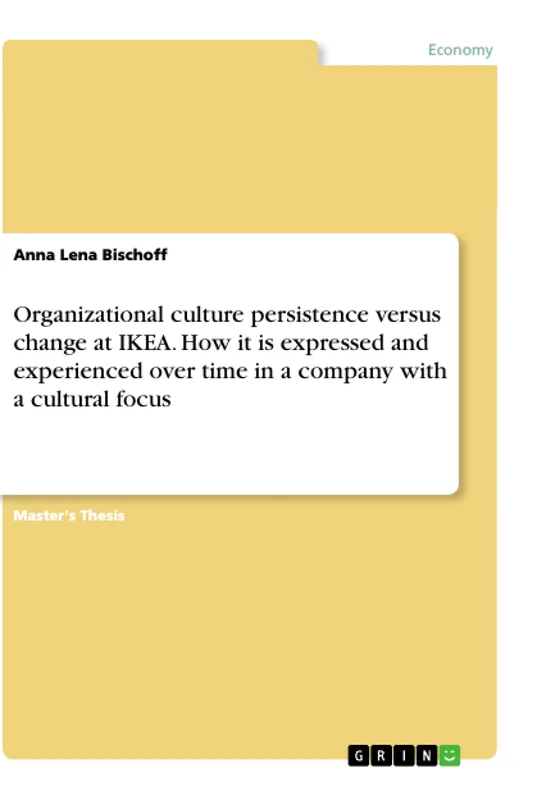 Organizational culture persistence versus change at IKEA. How it is expressed and experienced over time in a company with a cultural focus