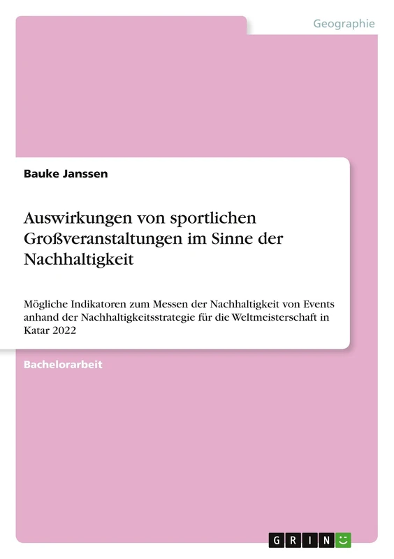 Auswirkungen von sportlichen Großveranstaltungen im Sinne der Nachhaltigkeit: Mögliche Indikatoren zum Messen der Nachhaltigkeit von Events anhand der ... für die Weltmeisterschaft in Katar 2022 - Image 1