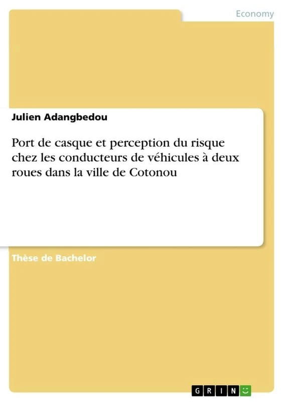 Port de casque et perception du risque chez les conducteurs de véhicules à deux roues dans la ville de Cotonou - Image 1