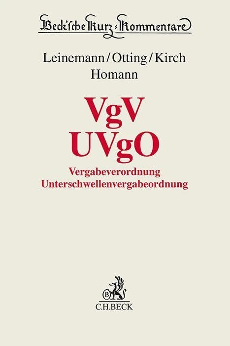 VgV - UVgO: Vergabeverordnung / Unterschwellenvergabeordnung