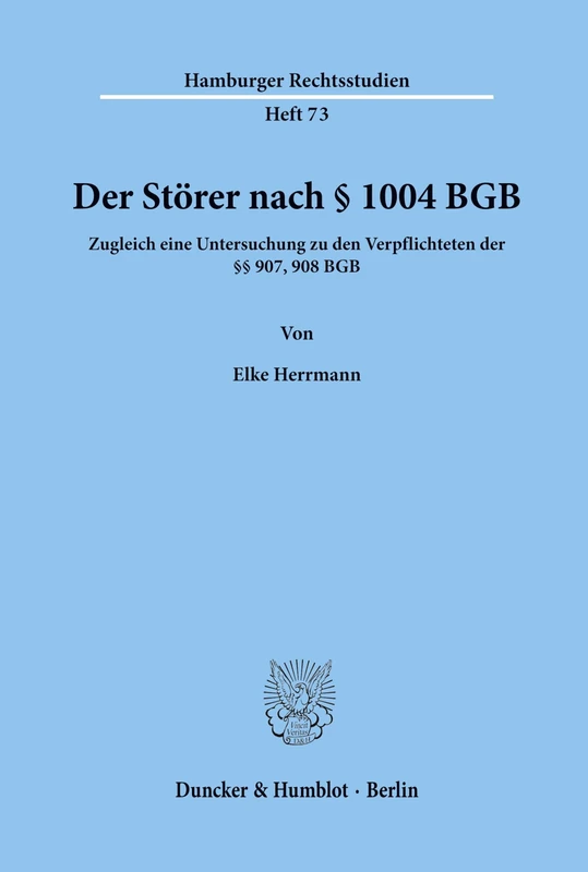 Duncker & Humblot - Der Storfer nach 1004 BGB Law Book