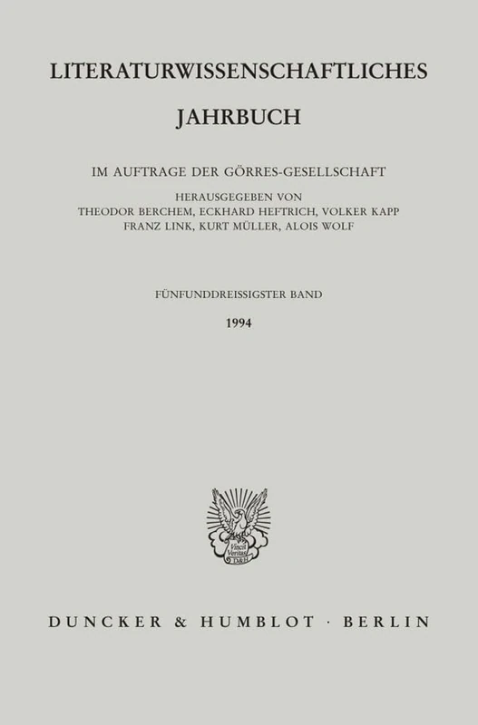Literaturwissenschaftliches Jahrbuch.: 35. Band (1994). (Literaturwissenschaftliches Jahrbuch. Neue Folge) - Image 1