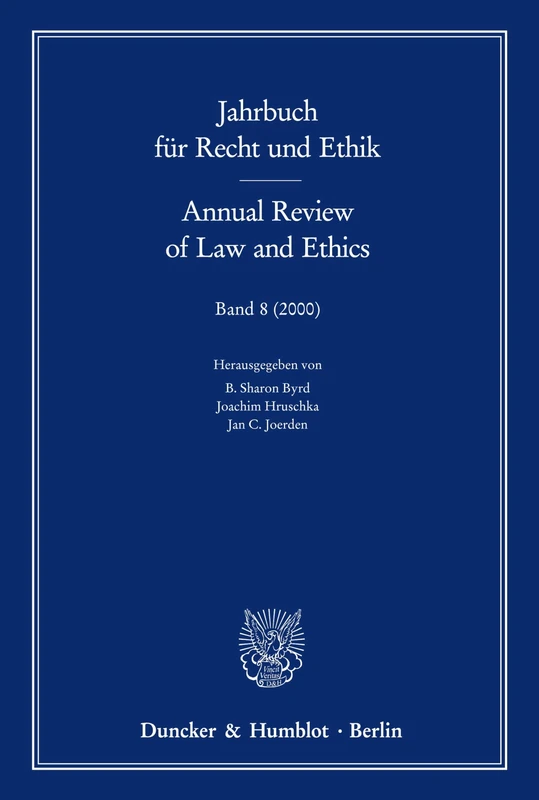 Duncker & Humblot Jahrbuch fuer Recht und Ethik Bd. 8 (2)