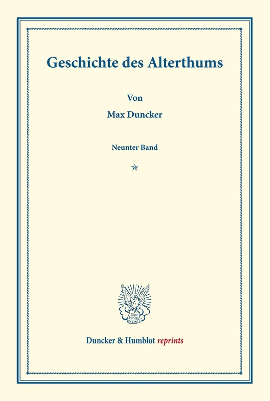 Geschichte des Alterthums.: Neunter Band. Neue Folge. Zweiter Band. (Duncker & Humblot reprints)