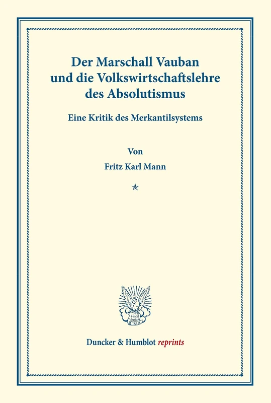 Duncker & Humblot - Der Marschall Vauban und die Volkswirtschaftslehre - Image 1