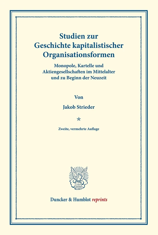 Duncker & Humblot - History of Capitalist Organizations Book