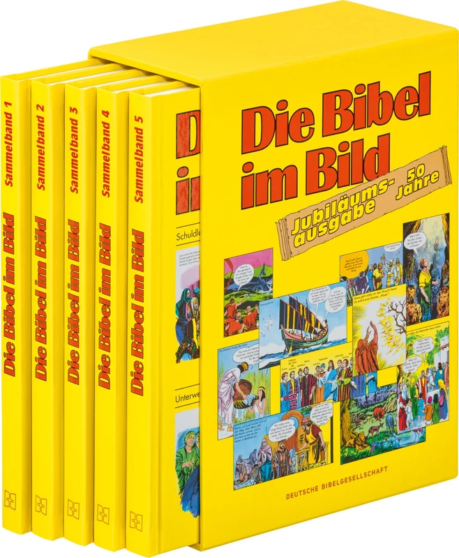Comic-Reihe "Die Bibel im Bild". 50 Jahre-Jubiläumsausgabe. Kinderbuch-Klassiker ab 8 Jahren mit Geschichten aus dem Alten und Neuen Testament als Comics. 5 Sammelbände im Schuber
