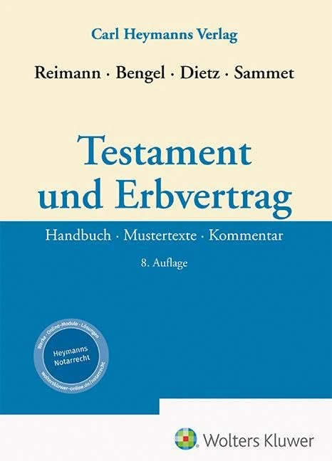 Testament und Erbvertrag: Handbuch - Mustertexte - Kommentar - Image 1