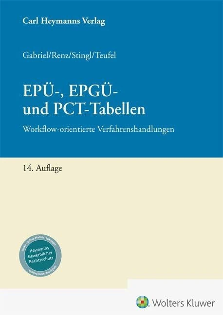 EPÜ-, EPGÜ- und PCT-Tabellen: Workflow-orientierte Verfahrenshandlungen