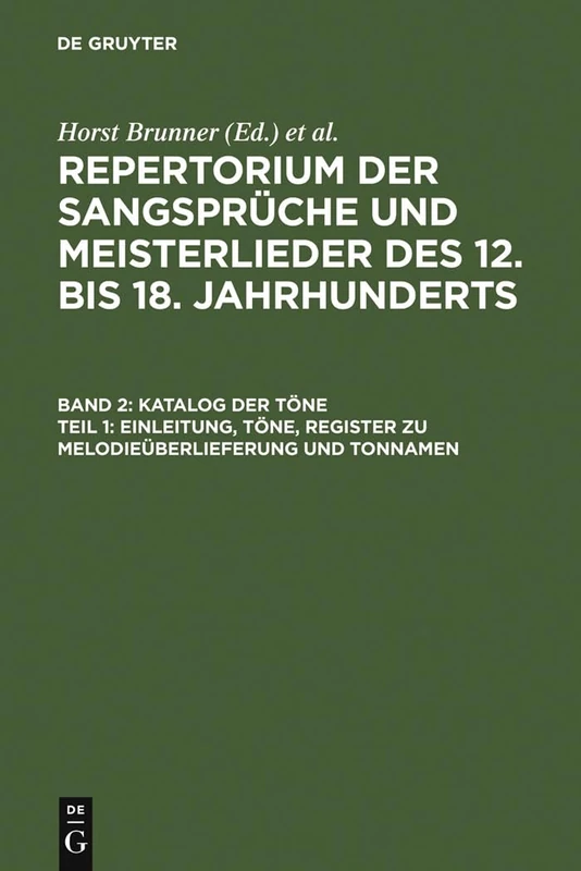 De Gruyter Katalog Der Tone Bd. 2,1 and 2,2 - Music History