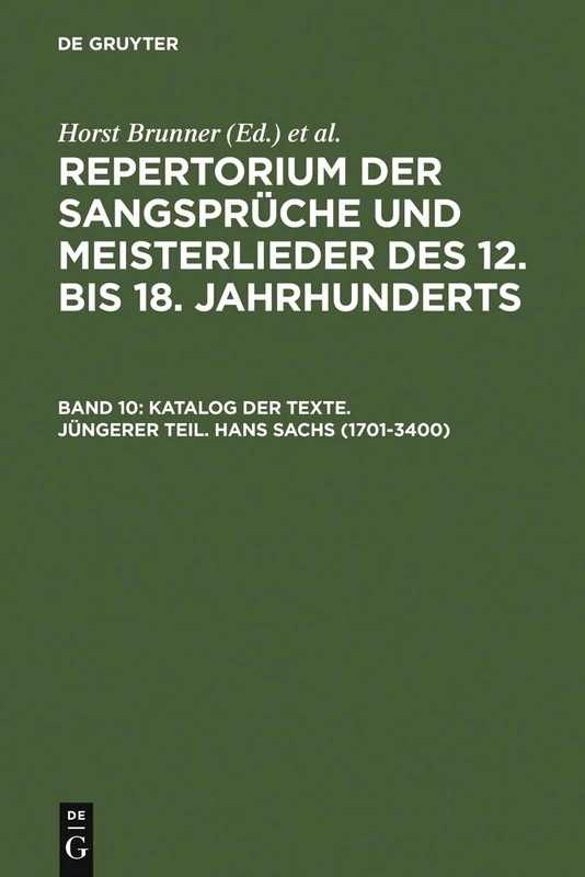 De Gruyter Katalog Der Texte - Hans Sachs (1701-3400)