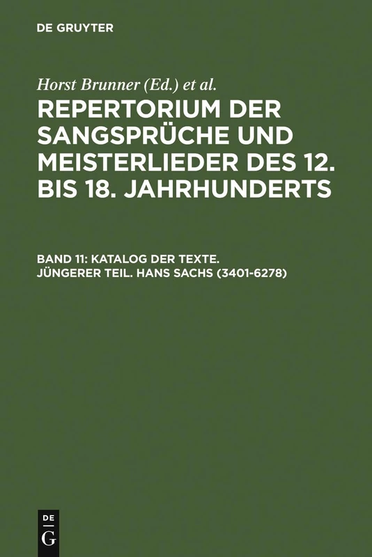 De Gruyter Katalog der Texte - Hans Sachs 3401-6278