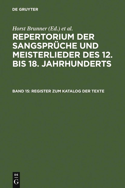 Register Zum Katalog Der Texte: Stichwörter