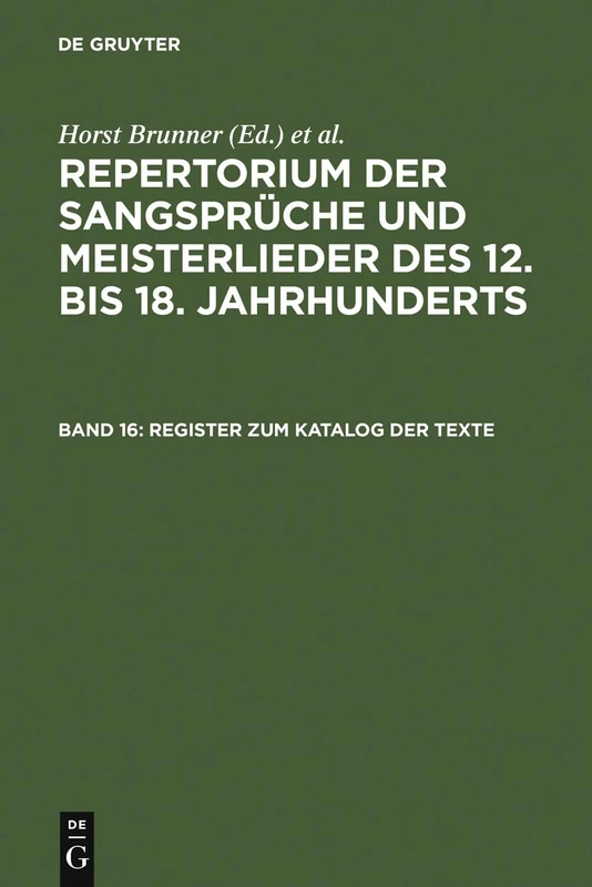 Register Zum Katalog Der Texte: Namen, Quellen, Bibelstellen, Datumsangaben