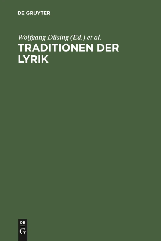 Traditionen der Lyrik: Festschrift Für Hans-henrik Krummacher