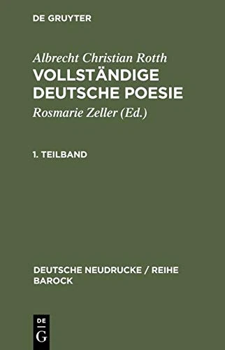 De Gruyter Vollstaendige Deutsche Poesie: 1688: 41 Book