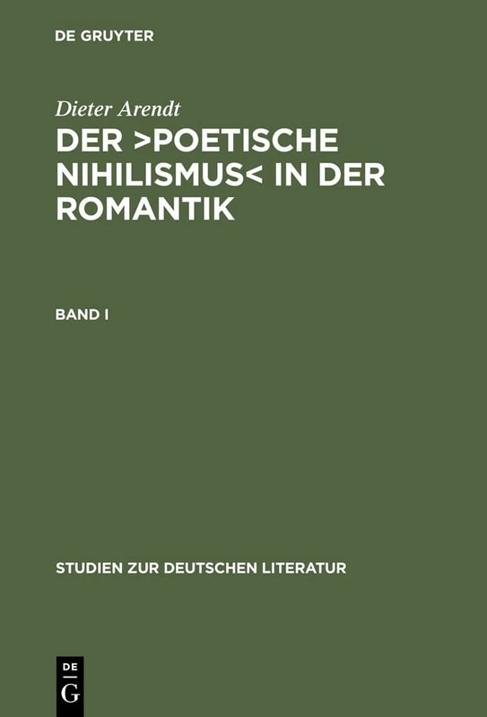 Band I: 29 (Studien Zur Deutschen Literatur)
